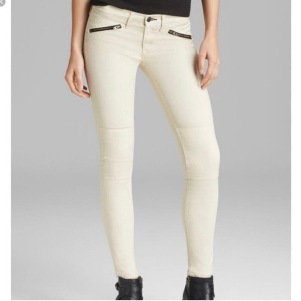 Rag & Bone Ridley Moto Skinny Stretch Denim Jeans Wax Winter White Size 26